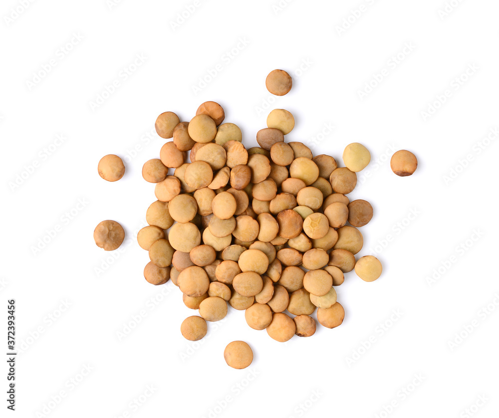 lentils on isolated white background lentils on isolated white background