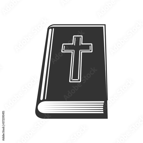 Christian holy book with worships isolated bible. Vector scripture with worships, christian religion gospel