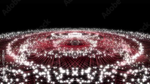  Two red shooting stars that swirl and rise glitter particles