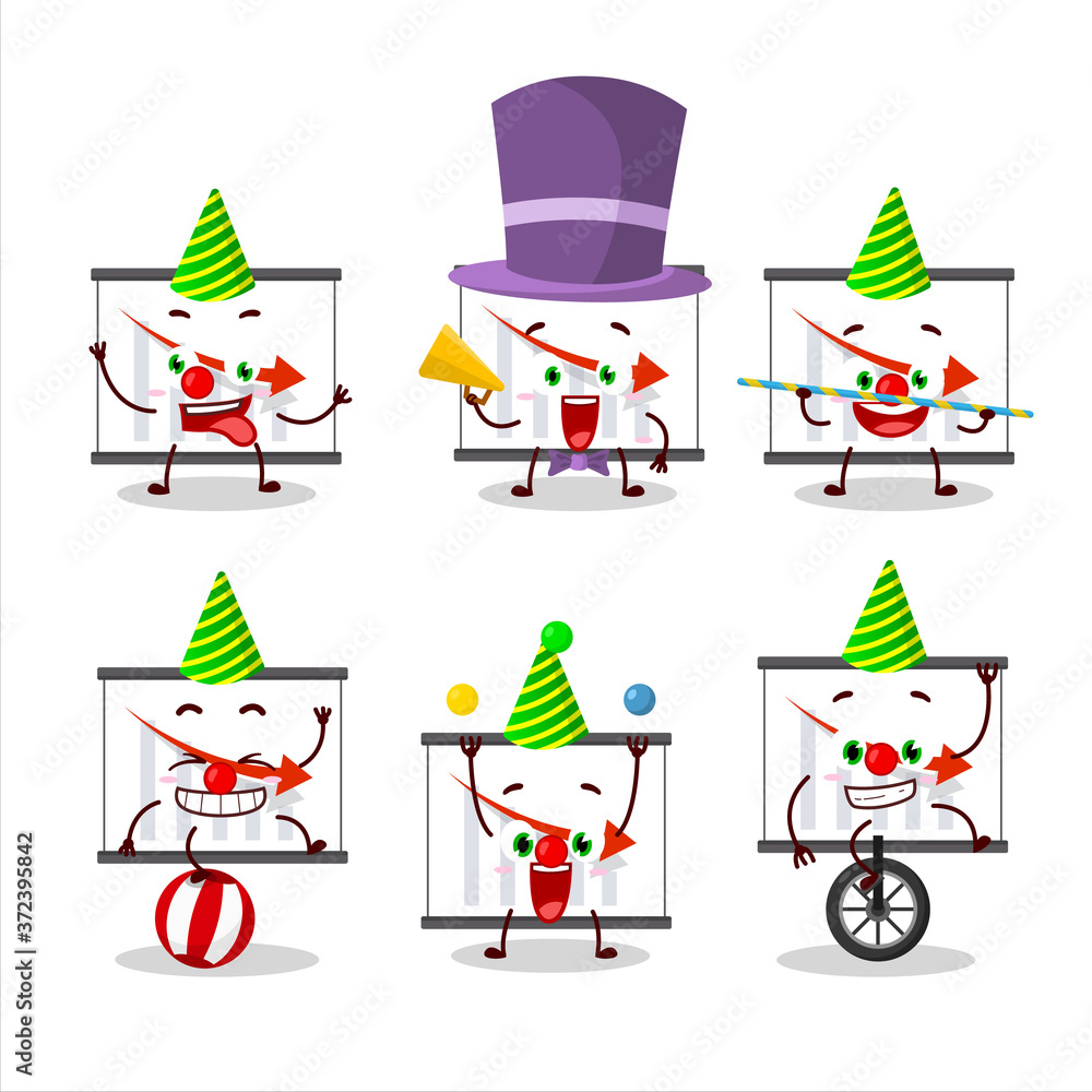 Cartoon character of chart going down with various circus shows Cartoon character of chart going down with various circus shows