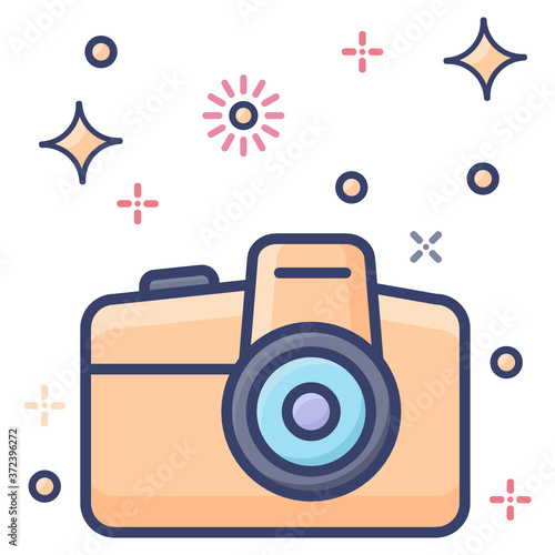 
Camera icon, vector design of photographic equipment 
