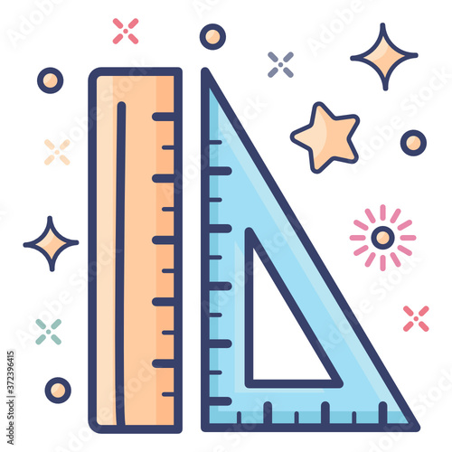 
Editable tool for measuring or calculating length, ruler in modern flat style 
