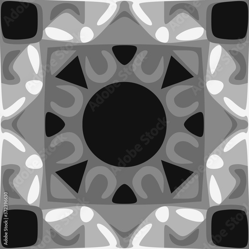 Fantasy on ethnic pattern, shades of gray. Vector design, seamless pattern.