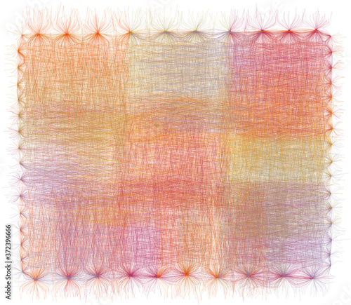Decorative colorful vivid grunge striped lacy napkin, serviette, carpet, tapestry witn fringe isolated on white