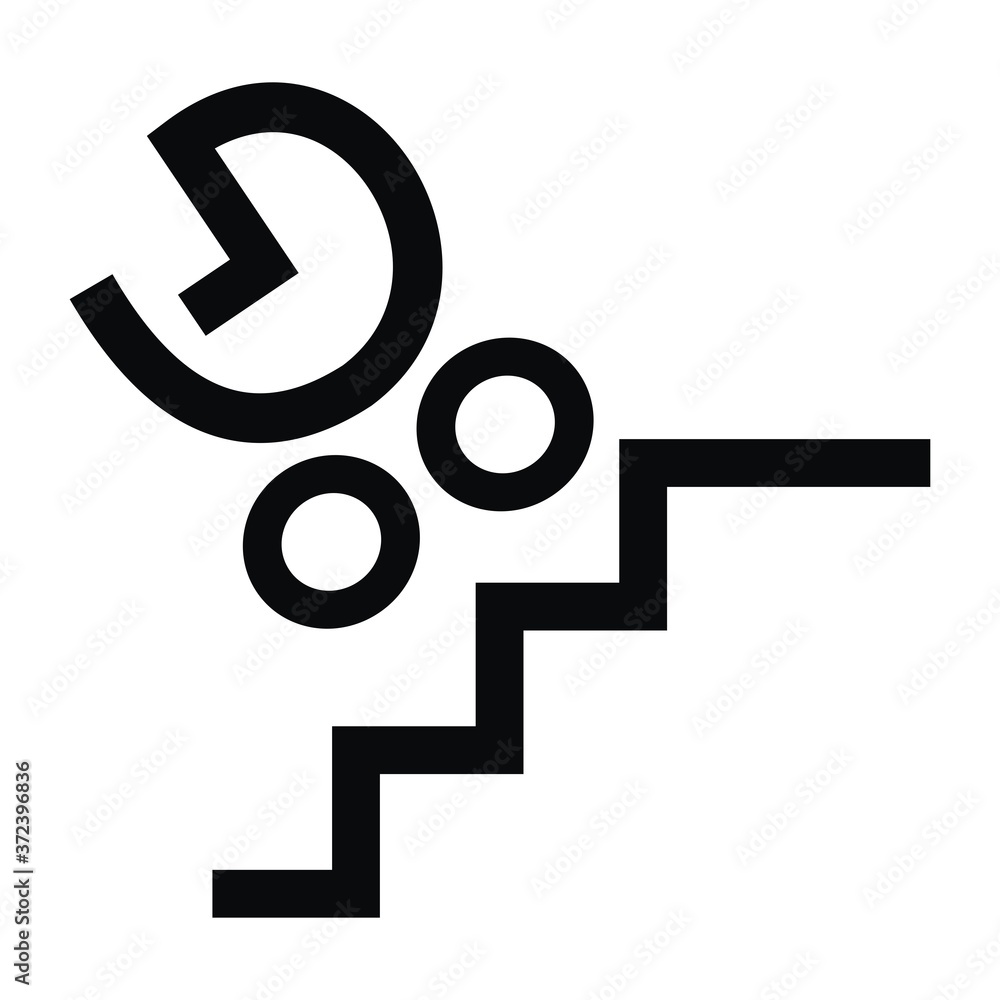 danger of falling, pram, vector black symbol danger of falling, pram, vector black symbol
