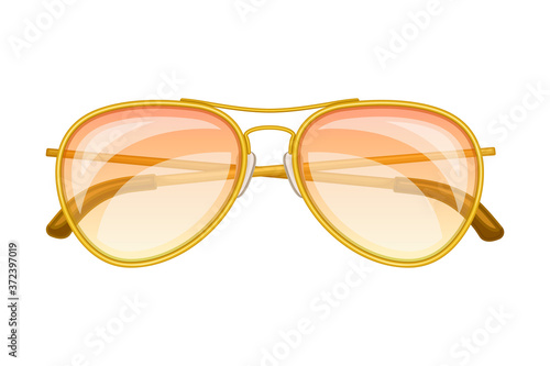 Aviator Sunglasses or Shades with Metal Frames as Protective Eyewear Vector Illustration