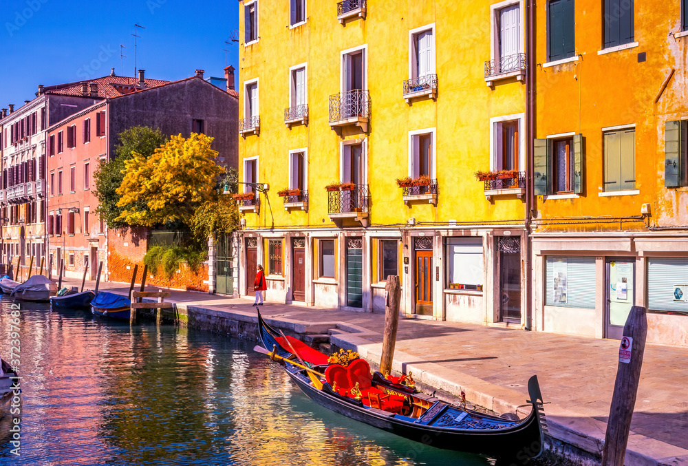 Colorful Canal Gondola Venice Italy