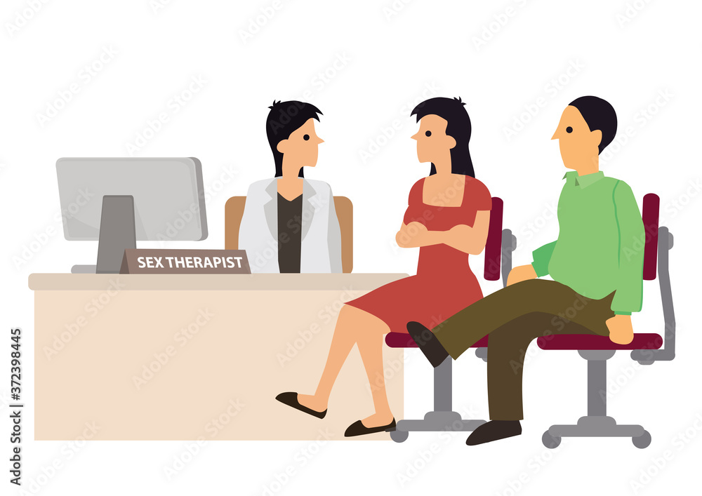 Couple with sexual problems having a sex therapy with a doctor. Couple with sexual problems having a sex therapy with a doctor.