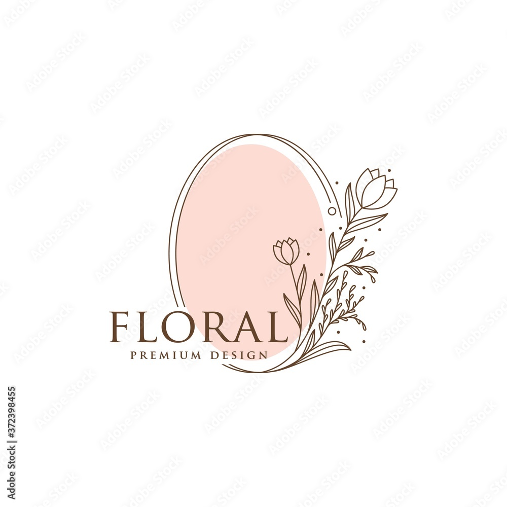 Floral frame line logo icon vector template. Elegant design floral line vector.