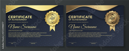 premium golden black certificate template design.