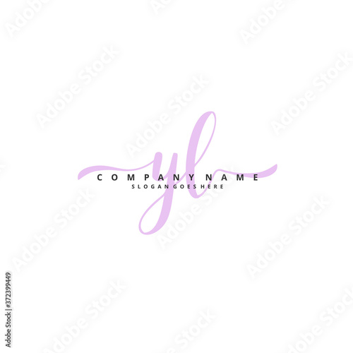 Y L YL Initial handwriting and signature logo design with circle. Beautiful design handwritten logo for fashion, team, wedding, luxury logo.