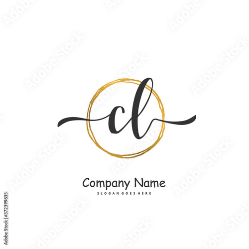 C L CL Initial handwriting and signature logo design with circle. Beautiful design handwritten logo for fashion, team, wedding, luxury logo.