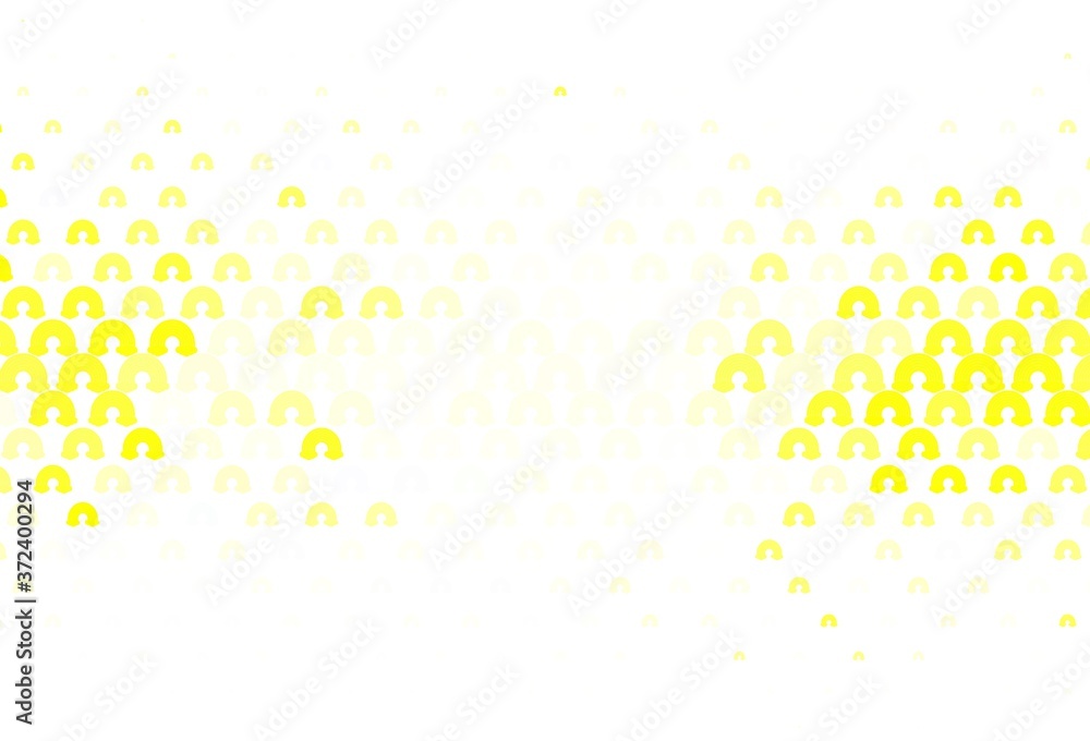 Light Yellow vector backdrop with rainbows, clouds.
