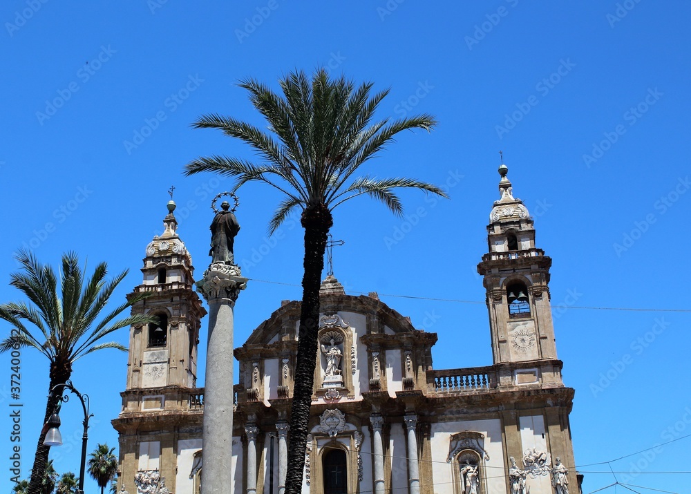 Palermo, Italy - evocative image of the view of the church of San Domenico, facade