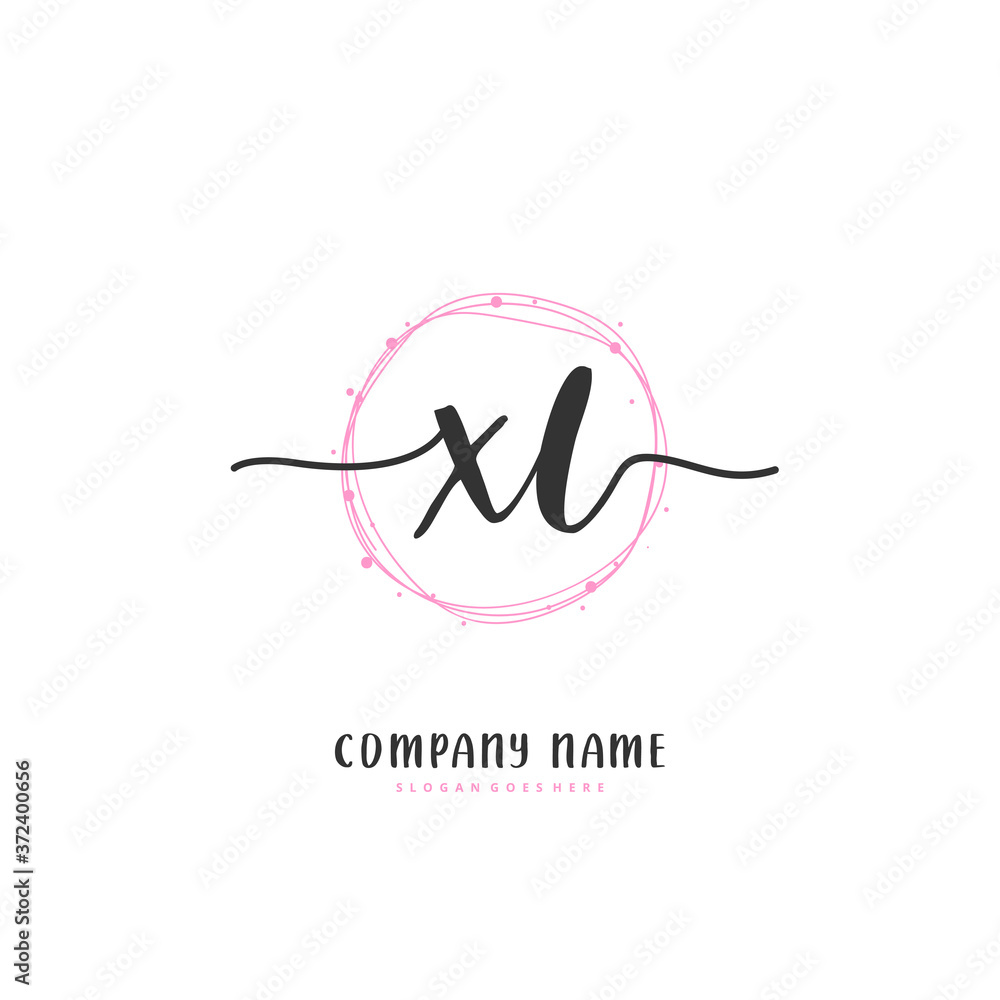 X L XL Initial handwriting and signature logo design with circle. Beautiful design handwritten logo for fashion, team, wedding, luxury logo. X L XL Initial handwriting and signature logo design with circle. Beautiful design handwritten logo for fashion, team, wedding, luxury logo.