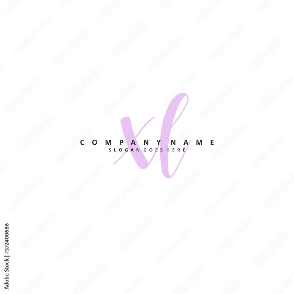 X L XL Initial handwriting and signature logo design with circle. Beautiful design handwritten logo for fashion, team, wedding, luxury logo.