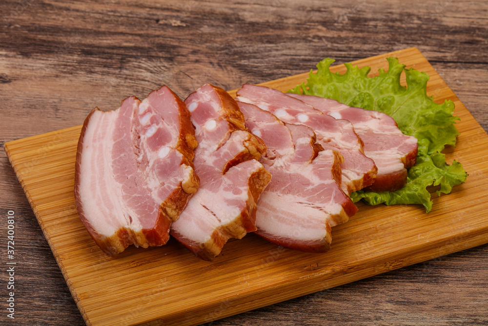 Tasty smoked pork brisket slice