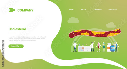 cholesterol human vein with doctor analysis healthcare for website template or landing homepage banner