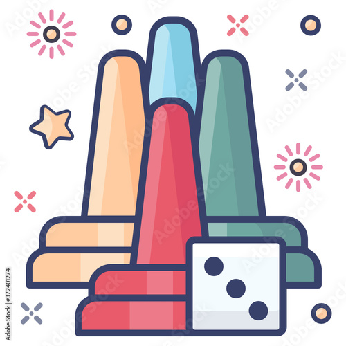 
Ludo game icon, vector design of ludo accessories concept 
