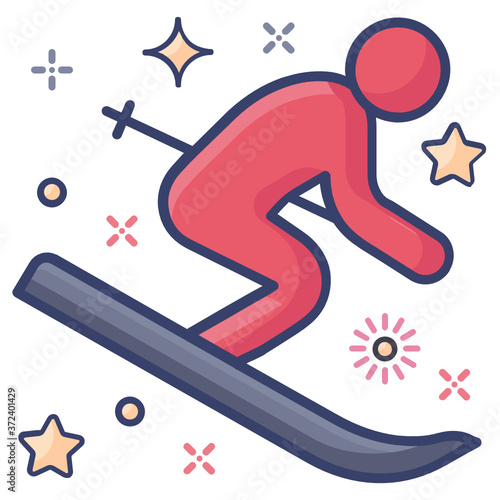 
Human skating on skis showing icon for skiing, flat icon of olympic game 
