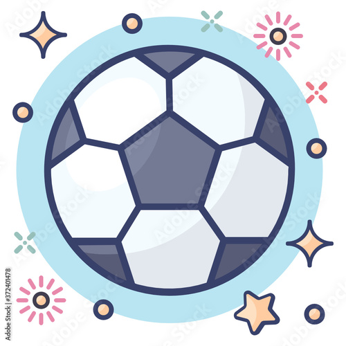 
Checkered football, sports equipment in modern editable style, flat icon 
