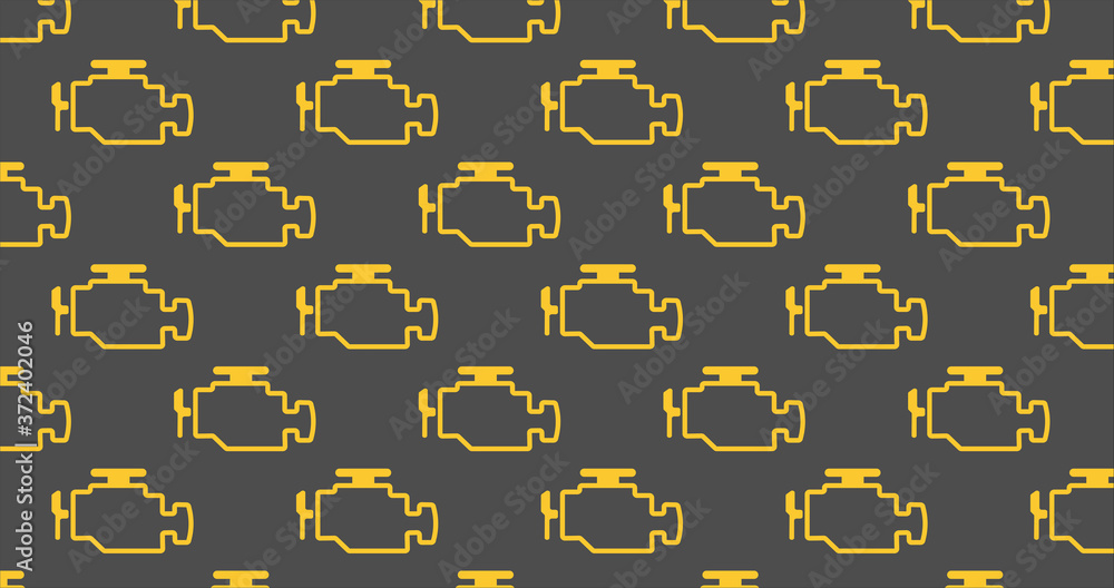 Piktogram Engine Check engine vector illustration pattern on grey background. Engine ...