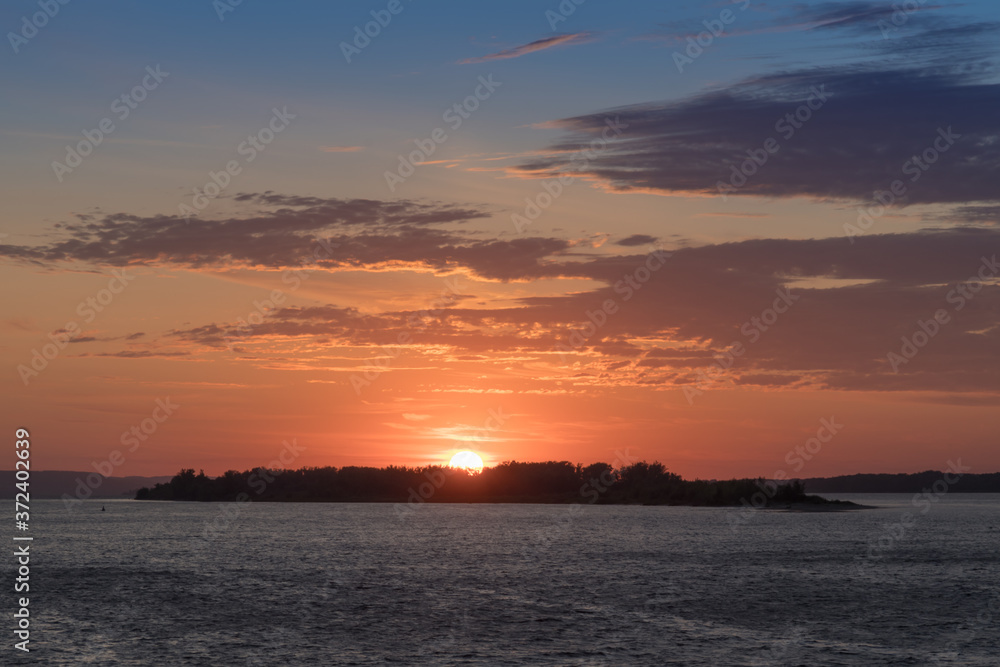 Sunset on the Volga river