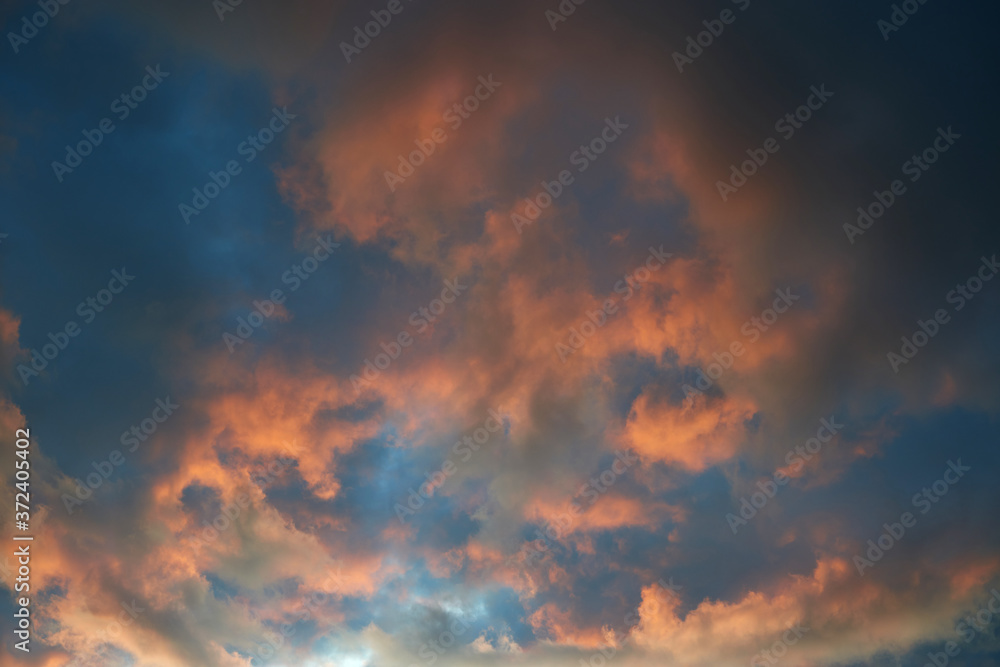 sunset sky with multicolored clouds