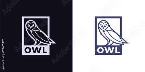 Barn Owl logo line icon concept symbol. Premium linear bird wildlife brand identity label. Wisdom and knowledge animal emblem. Vector illustration.