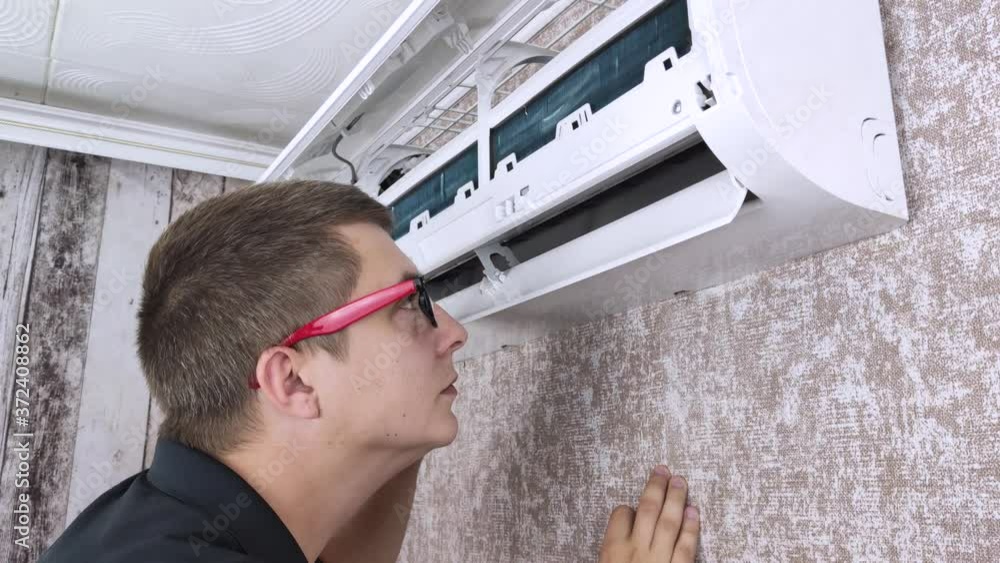Cleaning the air conditioner from dust, mold and dirt. An air