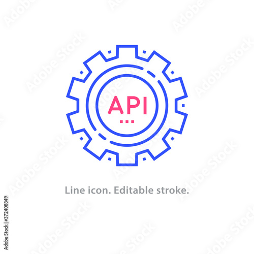Api line icon on white background. Editable stroke.
