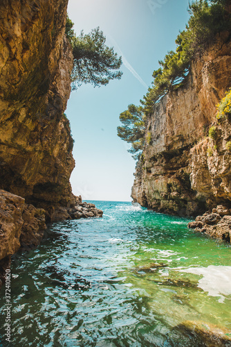 view of sea bay between rocks