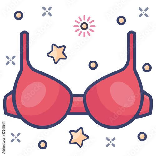 
A female undergarment, bra icon in flat design
