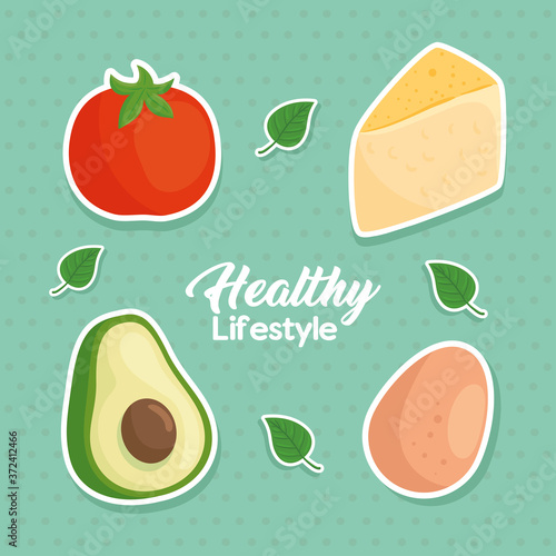Fototapeta Naklejka Na Ścianę i Meble -  banner healthy lifestyle, concept food healthy vector illustration design