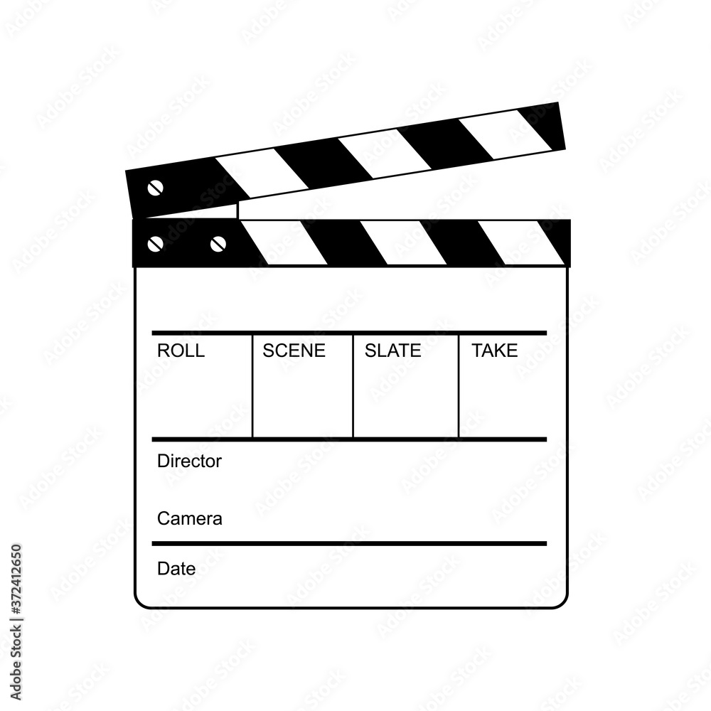 Movie Clapperboard Clapper, Clapboard Cue Card Clacker Slate Board or Slapperboard Retro Black and White