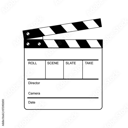 Movie Clapperboard Clapper, Clapboard Cue Card Clacker Slate Board or Slapperboard Retro Black and White