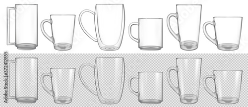 Clear glass cup mock up set