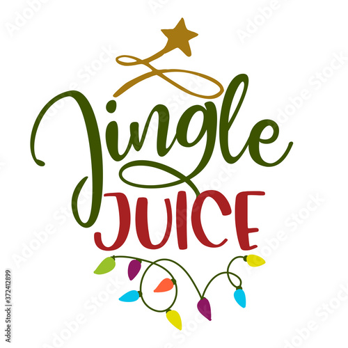Jingle Juice - Calligraphy phrase for Christmas. Hand drawn lettering for Xmas greetings cards, invitations. Good for t-shirt, mug, scrap booking, gift, printing press. Holiday quotes.