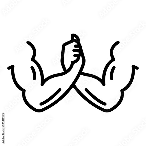 Arm wrestling icon. Outline arm wrestling vector icon for web design isolated on white background