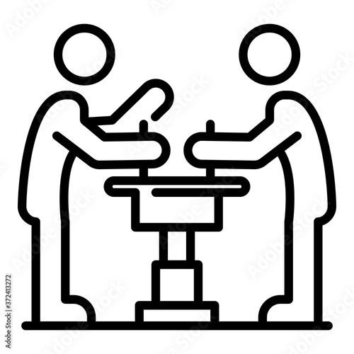 Two arm wrestle icon. Outline two arm wrestle vector icon for web design isolated on white background