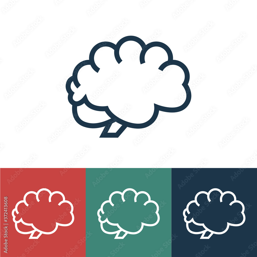 Linear vector icon with brain Linear vector icon with brain