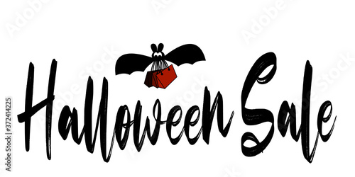 A Bat with many shop bags in Halloween sale concept. 