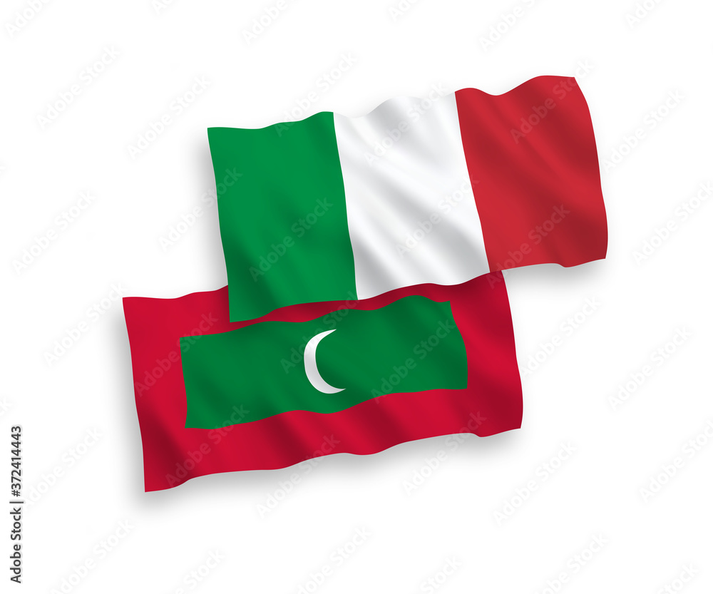 Obraz premium Flags of Italy and Maldives on a white background