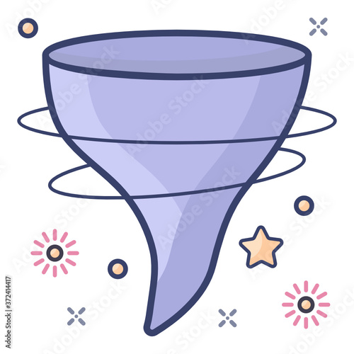 
Flat style of windstorm icon, rotating air mass vector 
