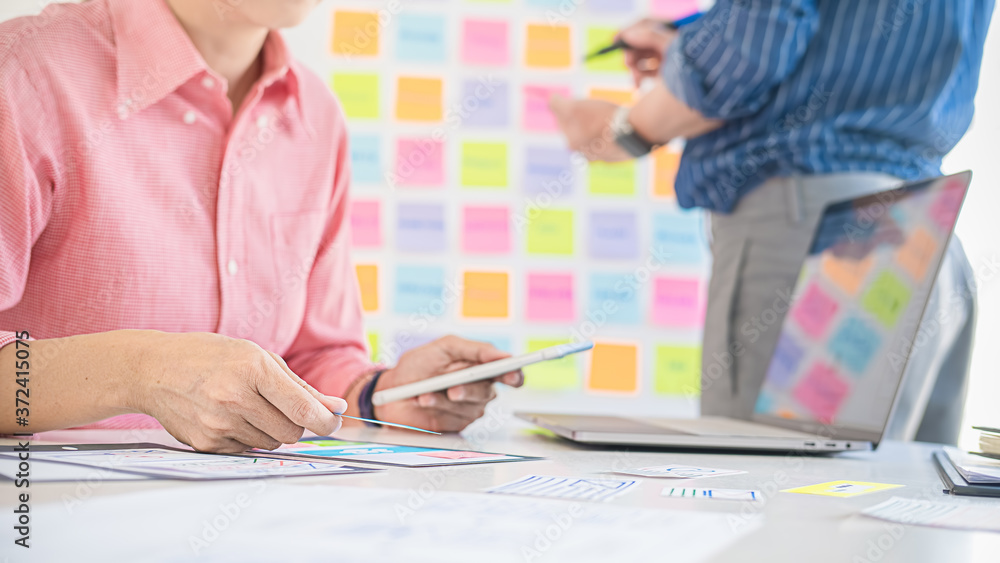 Creative Web Designer planning application and developing template layout, framework for mobile phone. User experience (UX) concept. Creative Web Designer planning application and developing template layout, framework for mobile phone. User experience (UX) concept.