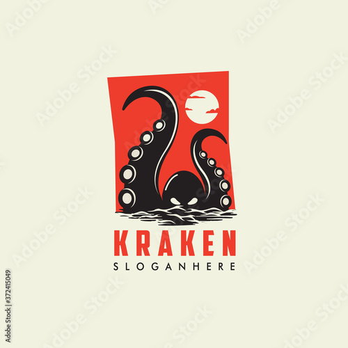 Kraken Flat  Logo Design Vector