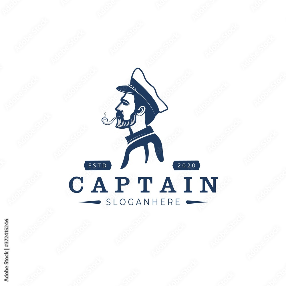 captain ship Logo Design Vector