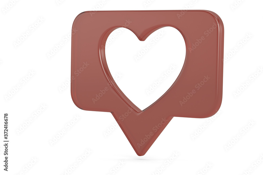3d perspective social media notification love like heart icon Isolated On White Background, 3D render. 3D illustration. 3d perspective social media notification love like heart icon Isolated On White Background, 3D render. 3D illustration.
