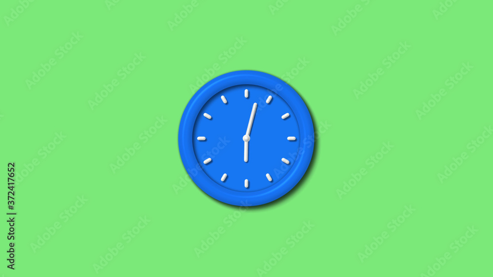 Aqua color 3d wall clock icon on green light background,12 hours clock icon Aqua color 3d wall clock icon on green light background,12 hours clock icon