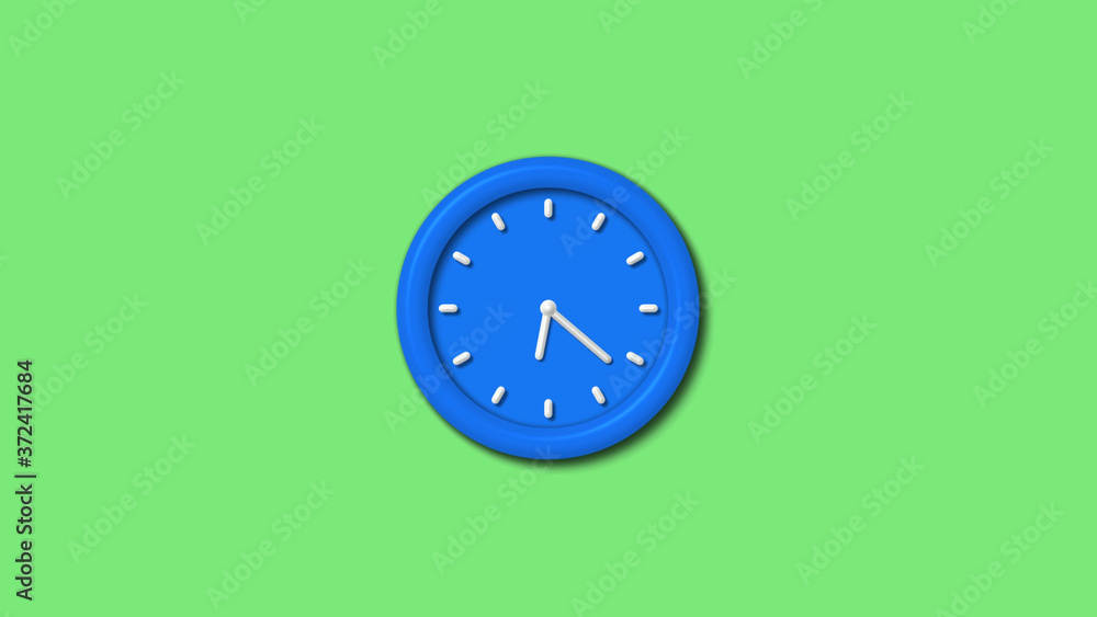 Aqua color 3d wall clock icon on green light background,12 hours clock icon Aqua color 3d wall clock icon on green light background,12 hours clock icon